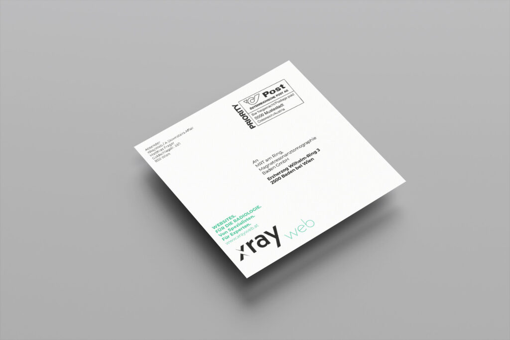 Mockup einer Direct Mailing, Aussendung per Post