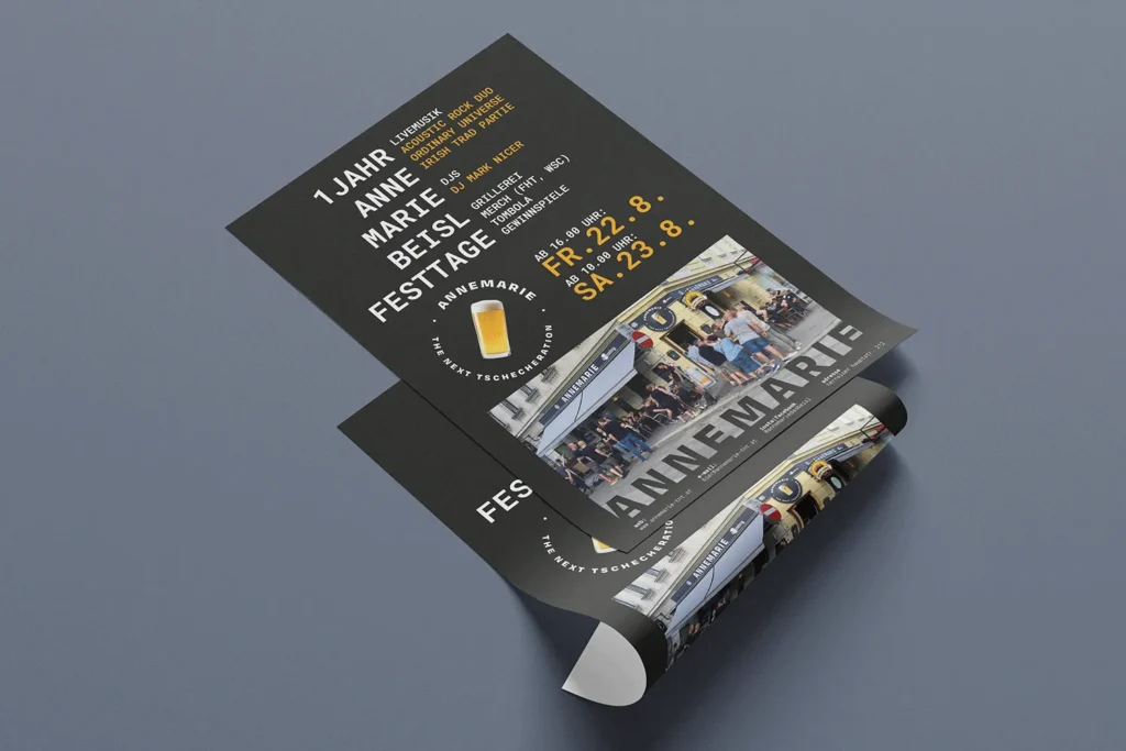 Ein Poster für das Jahresfest des Lokals Annemarie, entworfen von A Downstairs Affair