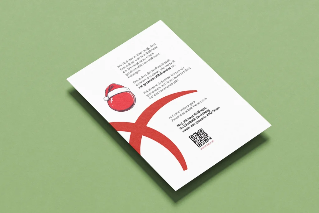 Weihnachtsaussendung für AMZ. Das Logo wurde weihnachtlich adaptiert.