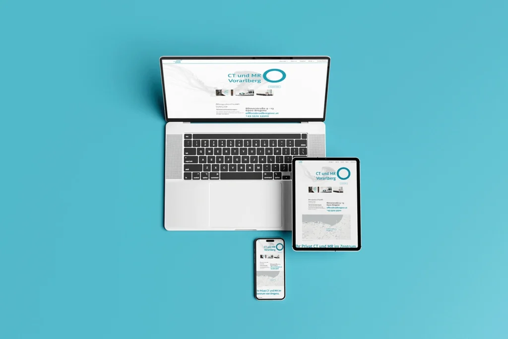 Webdesign des MR Instituts in Bregenz, erstellt von A Downstairs Affair